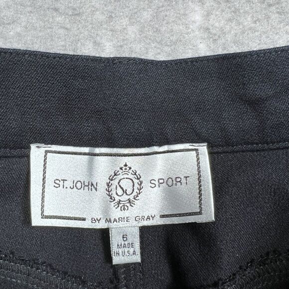 St. John Sport by Marie Gray Pants Womens 6 Black High Rise Straight Leg Raw Hem - Picture 11 of 12